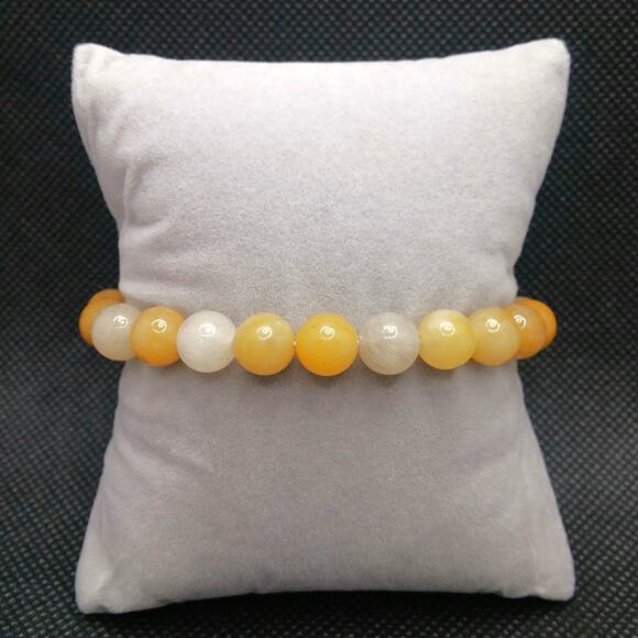 Gemstone Bracelet Yellow Topaz Jade 8mm Beaded Handmade Stretch Natural NEW - Picture 1 of 13